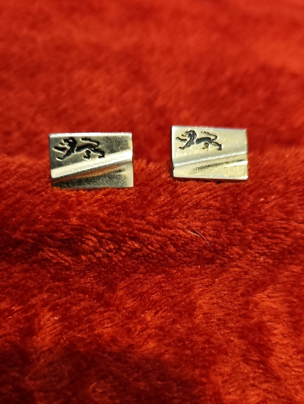 Vintage Gold Tone Lion Rectangular Cufflinks - Men's Accessories